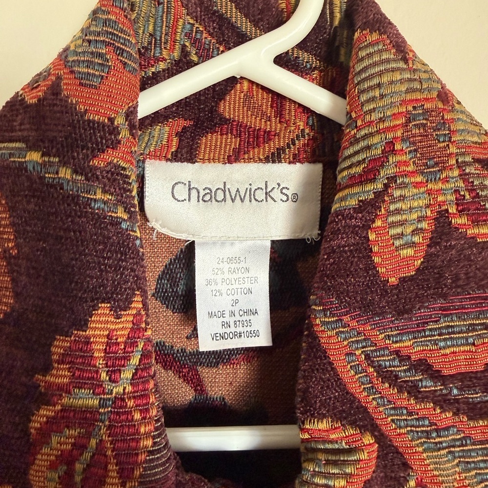 Vintage Women’s 2P Boho Whimsical Warm Colored Florals Tapestry Blazer Jacket - Picture 4 of 13